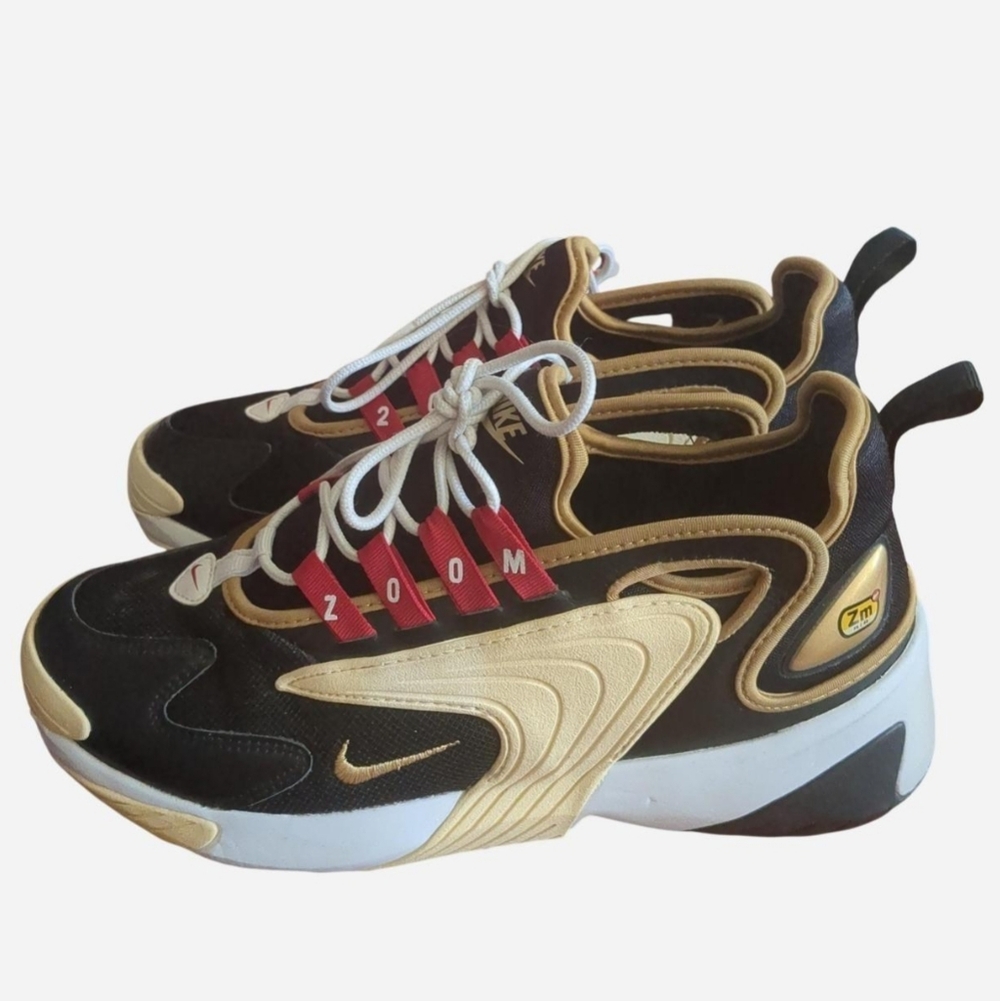 Nike Zoom 2K Icon Clash Black Metallic Gold Sneakers Women's Size 8